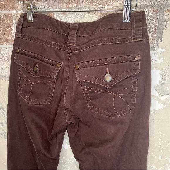 Y2K Tommy Hilfiger 0 brown jeans low rise flare leg flap pockets retro classic - Picture 4 of 9